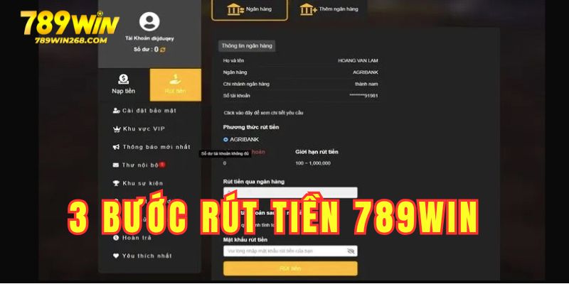 Quy trình 3 bước hội viên cần thực hiện để rút tiền 789win thành công